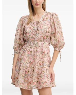 Silvian Heach Geblümtes Midikleid Mit Gürtel - Pink