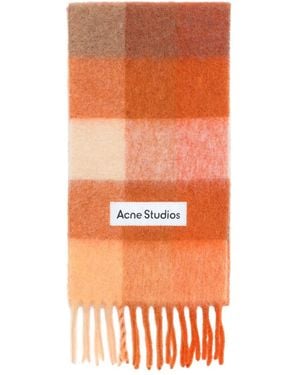 Acne Studios Checked Fringed Scarf - Orange