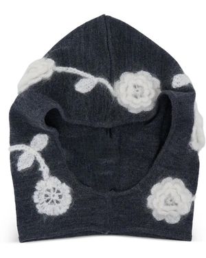 Ganni Crochet-Flowers Balaclava - Blue