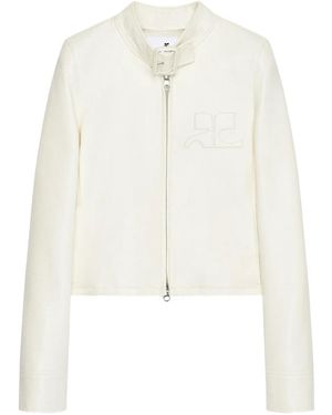Courreges City Jacket With Buckle Neck And Logo Detail - White