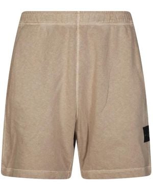 Stone Island Elastic-Waistband Track Shorts - Natural