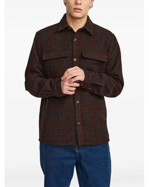 Revolution Check-Pattern Utility Shirt Jacket - Black