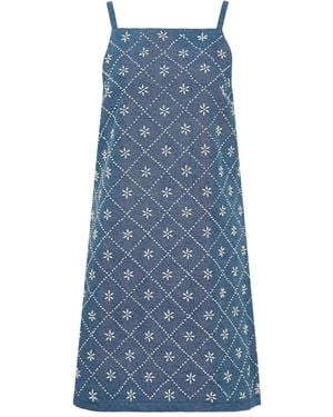 Rag & Bone Gentry Embroidered Denim Dress - Blue