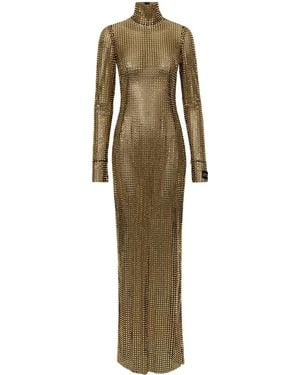 Dolce & Gabbana Crystal-Embellished Mesh Maxi Dress - Green