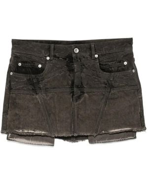 Rick Owens Faded Frayed-Hem Mini Skirt - Black