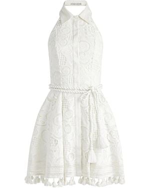 Alice + Olivia Lucy Rolled Sleeve Mini Shirt Dress in White | Lyst Canada