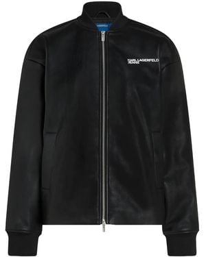 KARL LAGERFELD Logo-Detail Bomber Jacket - Black