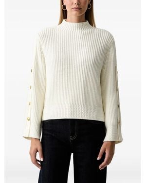 Twinset Button-Detail Ribbed-Knit Sweater - White
