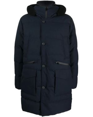 Woolrich Button-Fastening Hooded Padded Coat - Blue