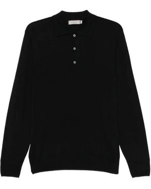 Canali Langärmeliges Poloshirt - Schwarz