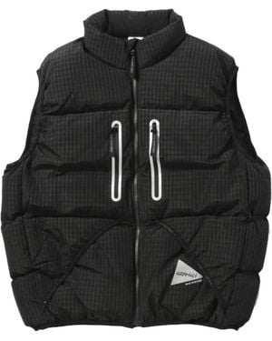 and wander Gadded Gingham-Pattern Gilet - Black
