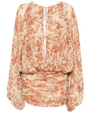 De La Vali Eulalia Paisley-Print Mini Dress - Pink