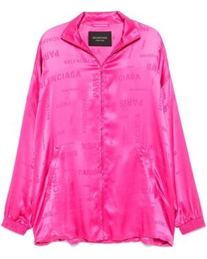 Balenciaga Bal Paris Allover Fluid Tracksuit Jacket - Pink