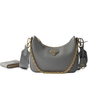 Prada Re-Edition 2005 Saffiano-Leather Bag - Grey