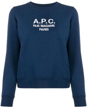 A.P.C. Tina Logo-Embroidered Sweatshirt - Blue