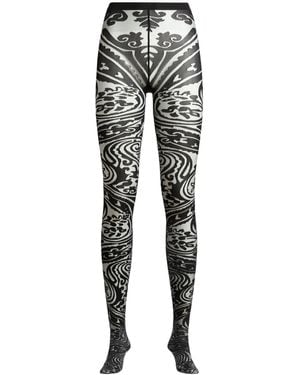 Etro Paisley Tattoo Tights - Grey