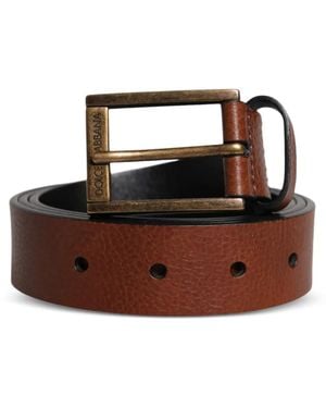 Dolce & Gabbana Logo-Engraved Leather Belt - Brown