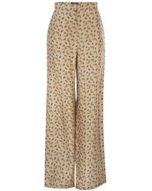 Max Mara Paisley-Print Silk Palazzo Trousers - Natural