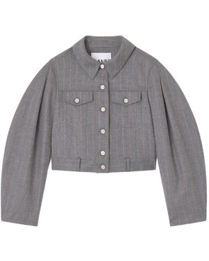 Ganni Grey Pinstriped Jacket