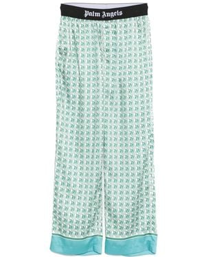Palm Angels Monogram-Print Trousers - Blue