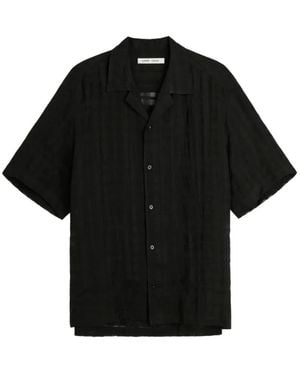 Cmmn Swdn Ted Sheer Check Linen Shirt - Black