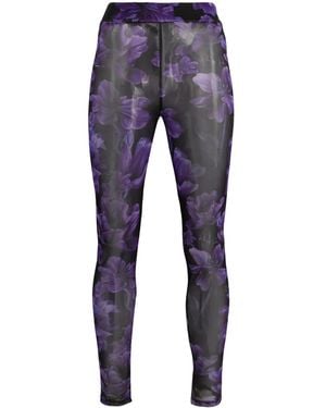 Philipp Plein Floral-Print Tulle Leggings - Blue