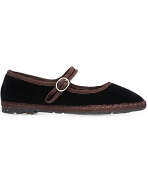 Flabelus Sethe Velvet Buckle-Fastening Ballet Flats - White