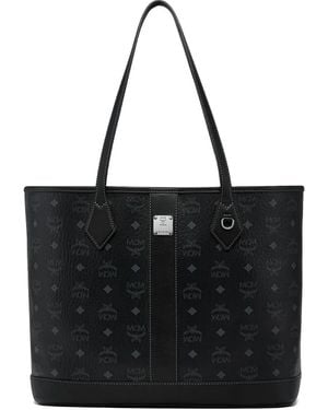 MCM Bolso Shopper Mediano Con Logo - Negro