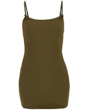 MM6 by Maison Margiela Pointelle-Knit Bow-Detail Slip Dress - Green