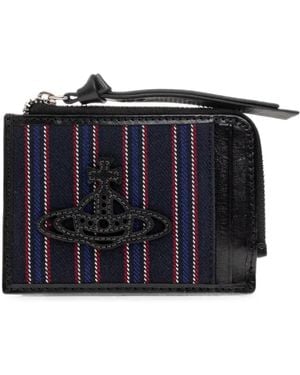 Vivienne Westwood Orb-Plaque Striped Card Case - Blue