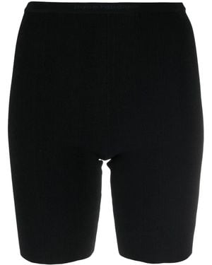 Rabanne Logo-Waistband Skinny Track Shorts - Black