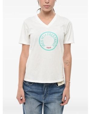 Ines De La Fressange Paris Logo-Print V-Neck T-Shirt - White