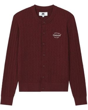 Chocoolate Cable-Knit Embroidered Cardigan