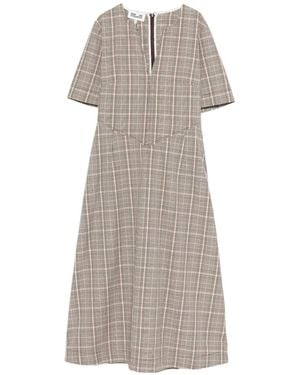 Baum und Pferdgarten Avia Checked V-Neck Midi Dress - Grey