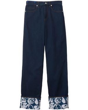 Burberry Logo-Patch Straight-Leg Jeans - Blue