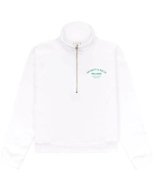 Sporty & Rich Wellness Studio Half-Zip Cotton Sweatshirt - White