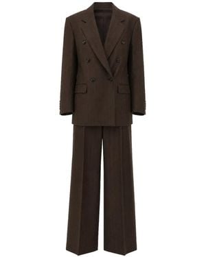 Tagliatore Pinstripe Double-Breasted Suit - Black