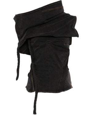 OTTOLINGER Draped-Collar Denim Blouse - Black