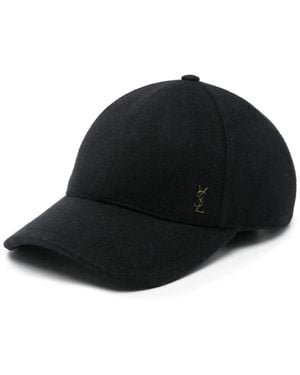 Saint Laurent Gorra con placa del logo - Negro