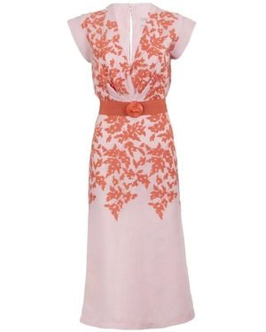 Silvia Tcherassi Embroidery Midi Dress - Pink