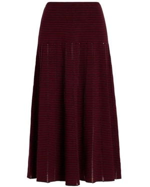 Proenza Schouler Phyllis Ladder-Stripe Midi Skirt - Red