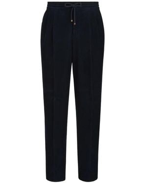 Brunello Cucinelli Corduroy Drawstring Pants - Blue