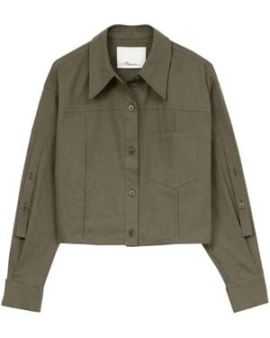 3.1 Phillip Lim Long-Sleeve Cropped Shirt - Green