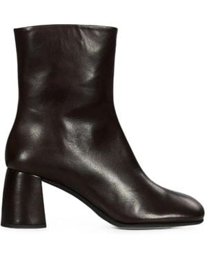 Poeve Thea Square-Toe Block-Heel Boots - Black