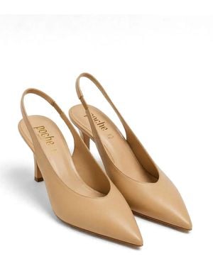Poche Paris Pointed-Toe Mules - Natural