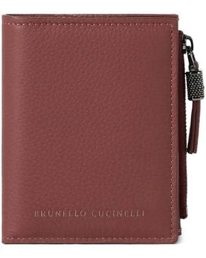 Brunello Cucinelli Logo Leather Wallet - Purple