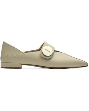 Lottusse Carla Logo-Plaque Ballet Flats - White