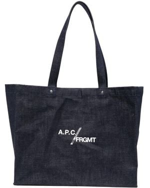 A.P.C. Bolso De Hombro Vaquero Con Logo Estampado - Azul