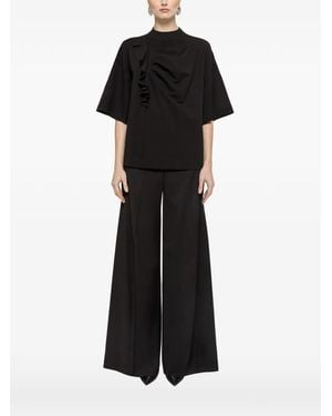 Nissa Ruffled Oversized Top - Black