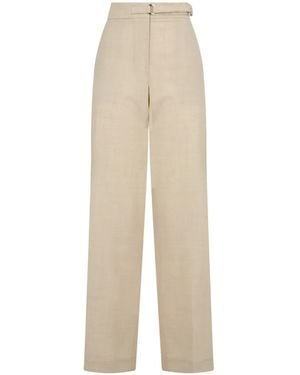 Moorer Pantaloni A Vita Alta Con Cintura - Bianco